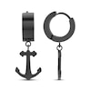 Thumbnail Image 1 of Men's Anchor Dangle Huggie Hoop Earrings Black Ion-Plated Stainless Steel