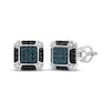 Thumbnail Image 1 of Men's Blue, Black & White Multi-Diamond Stud Earrings 1/2 ct tw Sterling Silver