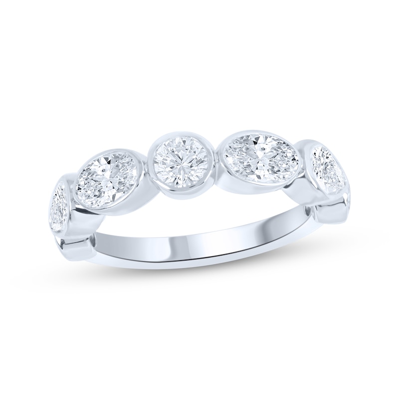 Main Image 1 of Now + Forever Lab-Grown Diamonds Oval & Round-Cut Anniversary Ring 1 ct tw 14K White Gold