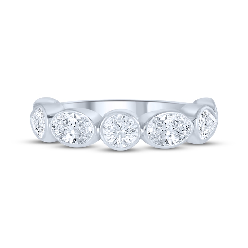 Main Image 3 of Now + Forever Lab-Grown Diamonds Oval & Round-Cut Anniversary Ring 1 ct tw 14K White Gold