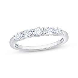 Now + Forever Lab-Grown Diamonds Oval-Cut Five-Stone Anniversary Ring 1/2 ct tw 14K White Gold
