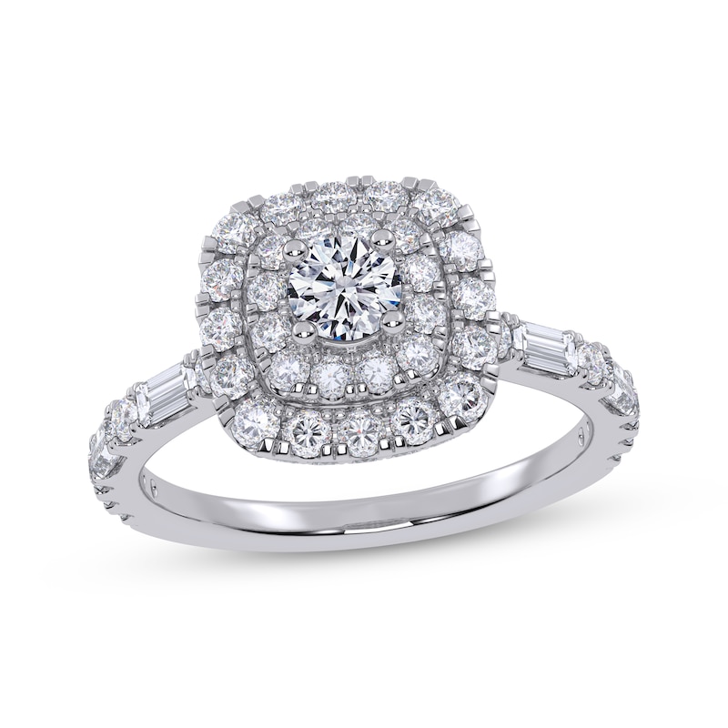 Main Image 1 of Now + Forever Round-Cut Diamond Double Halo Engagement Ring 1 ct tw 14K White Gold