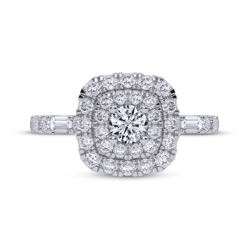 Main Image 4 of Now + Forever Round-Cut Diamond Double Halo Engagement Ring 1 ct tw 14K White Gold