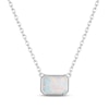 Thumbnail Image 1 of STUDIO BY KAY Emerald-Cut Lab-Created Opal Bezel-Set Solitaire Necklace Sterling Silver 18"