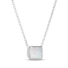 Thumbnail Image 2 of STUDIO BY KAY Emerald-Cut Lab-Created Opal Bezel-Set Solitaire Necklace Sterling Silver 18"