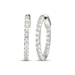 White Lab-Created Sapphire Inside-Out Hoop Earrings Sterling Silver