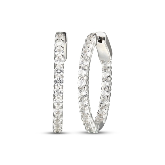 White Lab-Created Sapphire Inside-Out Hoop Earrings Sterling Silver
