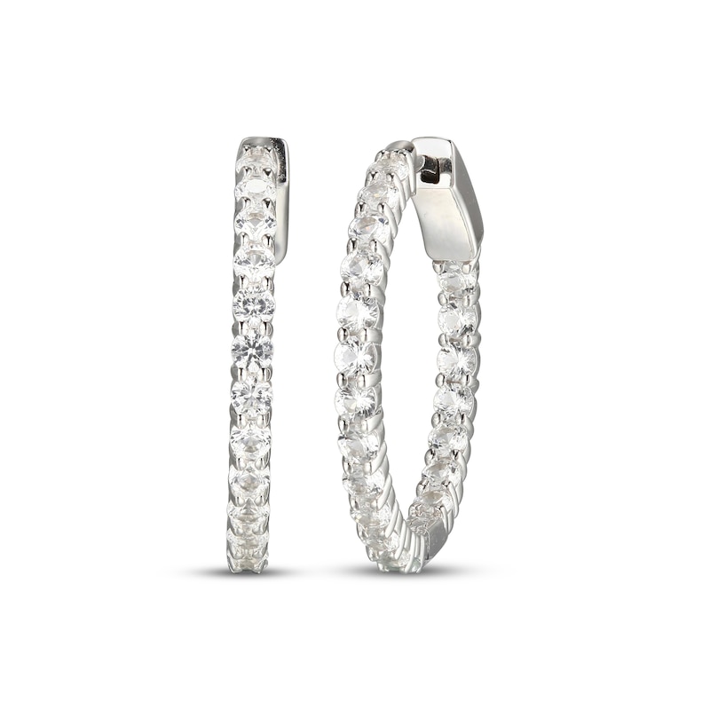 Main Image 1 of White Lab-Created Sapphire Inside-Out Hoop Earrings Sterling Silver
