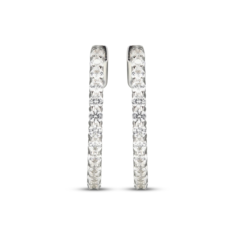Main Image 2 of White Lab-Created Sapphire Inside-Out Hoop Earrings Sterling Silver