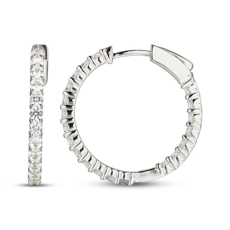 Main Image 3 of White Lab-Created Sapphire Inside-Out Hoop Earrings Sterling Silver