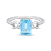 Thumbnail Image 3 of Emerald-Cut Natural Swiss Blue Topaz & White Lab-Created Sapphire Ring Sterling Silver