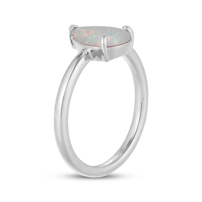 Main Image 2 of Pear-Shaped Lab-Created Opal Solitaire Ring Sterling Silver