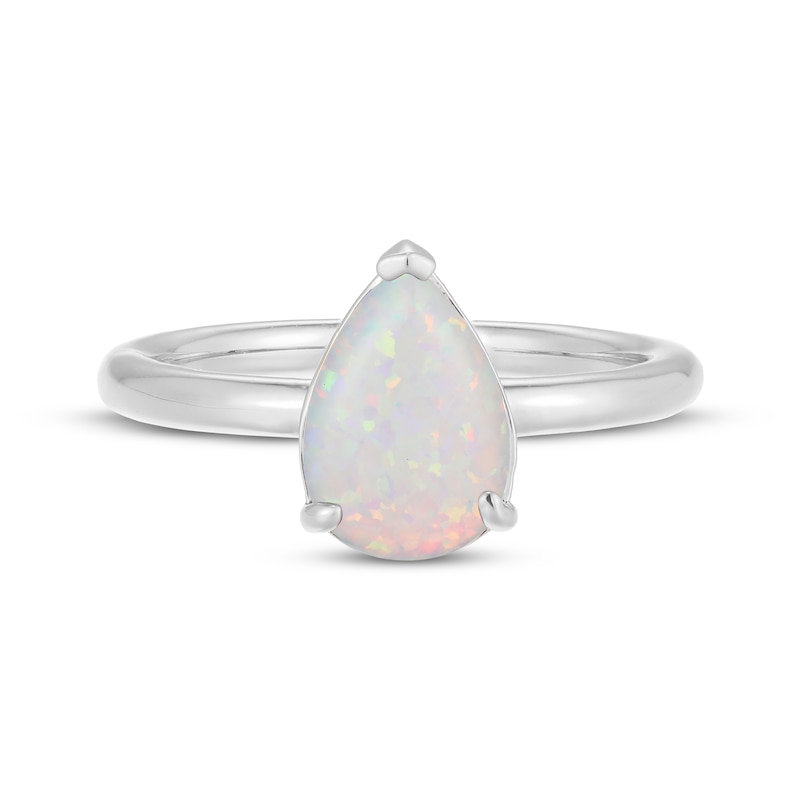 Main Image 3 of Pear-Shaped Lab-Created Opal Solitaire Ring Sterling Silver