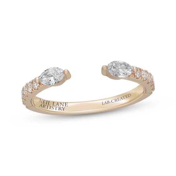Neil Lane Artistry Marquise-Cut Lab-Grown Diamond Cuff Wedding Band 1/2 ct tw 14K Yellow Gold