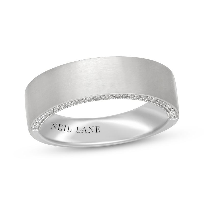 Main Image 1 of Neil Lane Men's Diamond Brushed-Finish Wedding Band 1/5 ct tw 14K White Gold