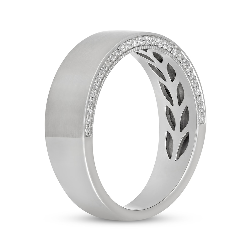 Main Image 2 of Neil Lane Men's Diamond Brushed-Finish Wedding Band 1/5 ct tw 14K White Gold