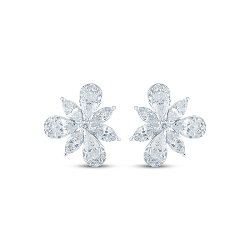 Main Image 2 of Monique Lhuillier Bliss Marquise, Pear & Round-Cut Lab-Grown Diamond Cluster Stud Earrings 1 ct tw Platinum-Plated Sterling Silver