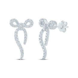 Monique Lhuillier Bliss Lab-Grown Diamond Bow Earrings 3/8 ct tw Platinum-Plated Sterling Silver