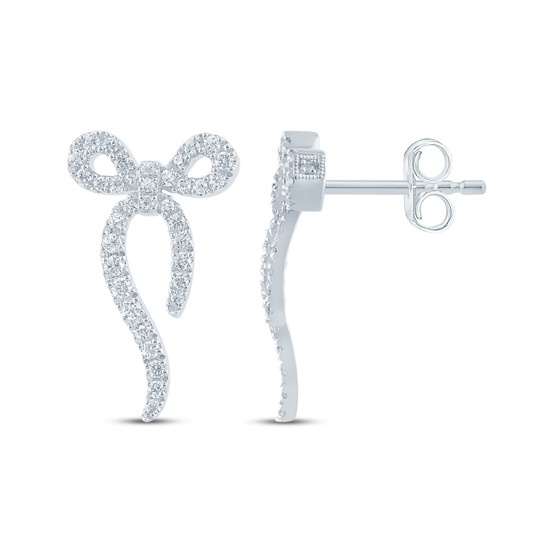 Main Image 3 of Monique Lhuillier Bliss Lab-Grown Diamond Bow Earrings 3/8 ct tw Platinum-Plated Sterling Silver