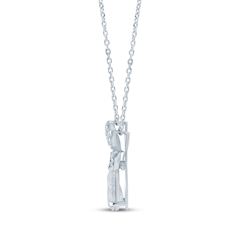 Main Image 3 of Monique Lhuillier Bliss Pear-Shaped Lab-Grown Diamond Butterfly Necklace 1 ct tw Platinum-Plated Sterling Silver 17.5"