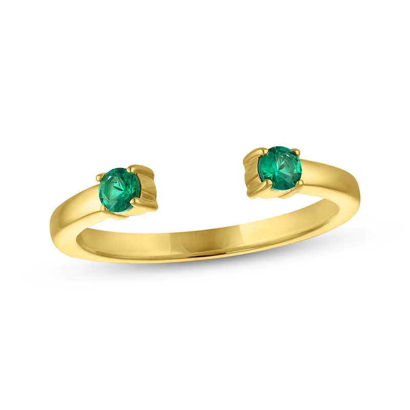 Main Image 1 of STUDIO BY KAY Lab-Created Emerald Deconstructed Ring 24K Yellow Gold Vermeil Sterling Silver