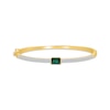 Thumbnail Image 1 of Emerald-Cut Lab-Created Emerald & White Lab-Created Sapphire Bangle Bracelet 10K Yellow Gold