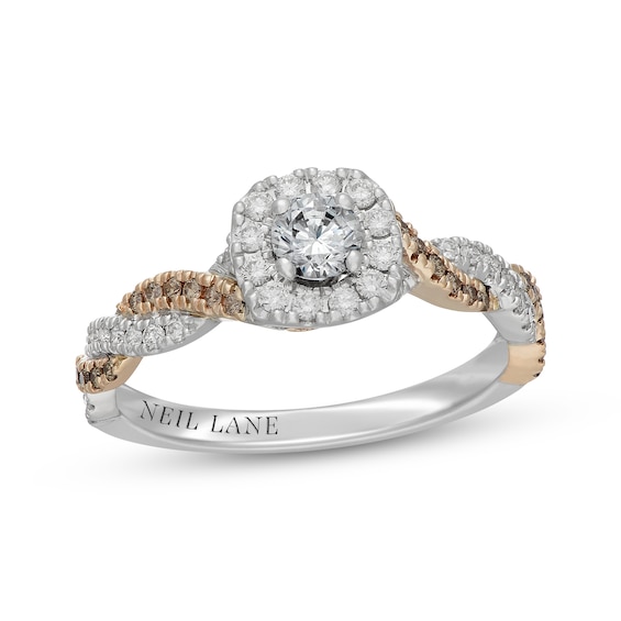 Neil Lane Desert Diamonds Round-Cut Halo Engagement Ring 1/2 ct tw 14K Two-Tone Gold