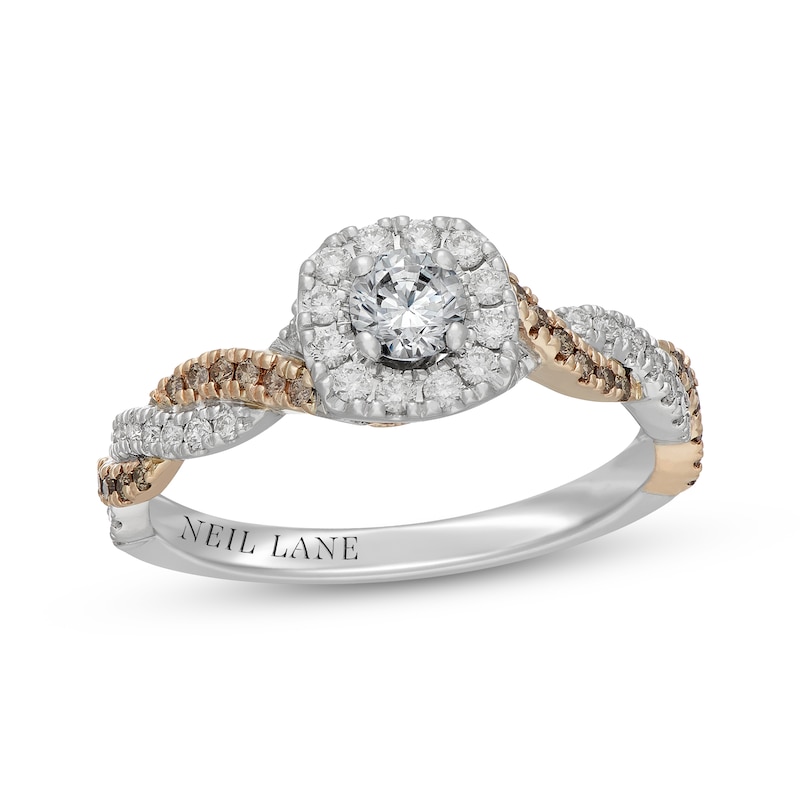 Main Image 1 of Neil Lane Desert Diamonds Round-Cut Halo Engagement Ring 1/2 ct tw 14K Two-Tone Gold