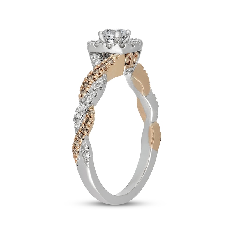 Main Image 2 of Neil Lane Desert Diamonds Round-Cut Halo Engagement Ring 1/2 ct tw 14K Two-Tone Gold