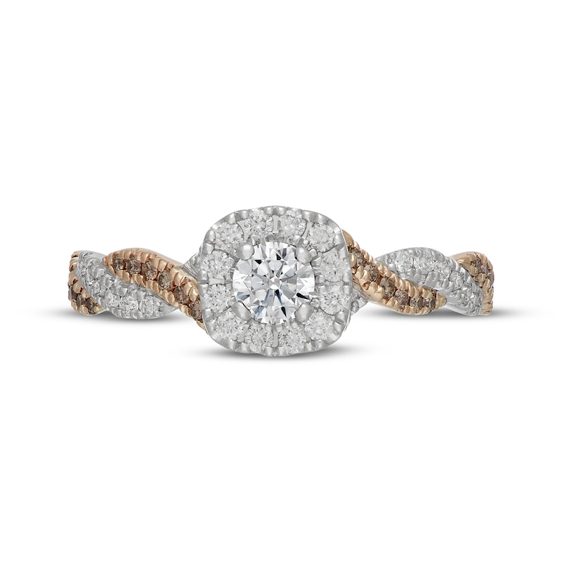 Main Image 3 of Neil Lane Desert Diamonds Round-Cut Halo Engagement Ring 1/2 ct tw 14K Two-Tone Gold