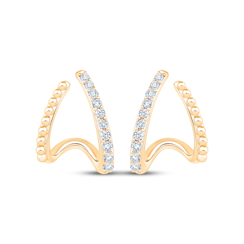 Main Image 2 of KAY Lab-Grown Diamonds Split Two-Row J-Hoop Earrings 1/3 ct tw 10K Yellow Gold