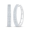 Thumbnail Image 1 of KAY Lab-Grown Diamonds Two-Row Oval Hoop Earrings 2 ct tw 10K White Gold
