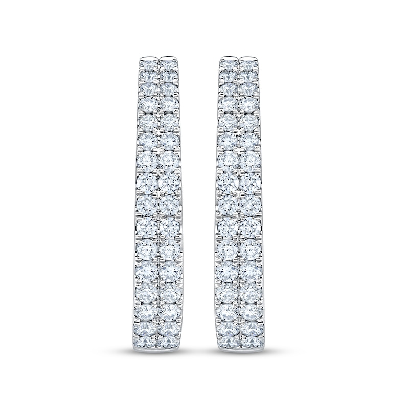 Main Image 2 of KAY Lab-Grown Diamonds Two-Row Oval Hoop Earrings 2 ct tw 10K White Gold