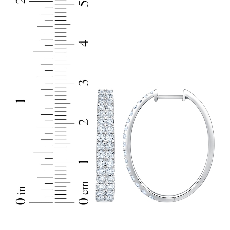 Main Image 4 of KAY Lab-Grown Diamonds Two-Row Oval Hoop Earrings 2 ct tw 10K White Gold