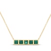 Thumbnail Image 1 of STUDIO BY KAY Square-Cut Lab-Created Emerald Bar Necklace 24K Yellow Gold Vermeil Sterling Silver 17.75"