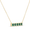 Thumbnail Image 2 of STUDIO BY KAY Square-Cut Lab-Created Emerald Bar Necklace 24K Yellow Gold Vermeil Sterling Silver 17.75"