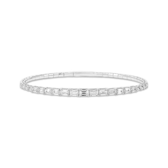 KAY Lab-Grown Diamonds Emerald-Cut Bangle Bracelet 3-1/2 ct tw Sterling Silver