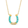 Thumbnail Image 1 of Le Vian Turquoise & Diamond Accent Horseshoe Necklace 14K Honey Gold 18"