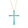 Thumbnail Image 1 of Le Vian Turquoise & Diamond Accent Cross Necklace 14K Honey Gold 19"