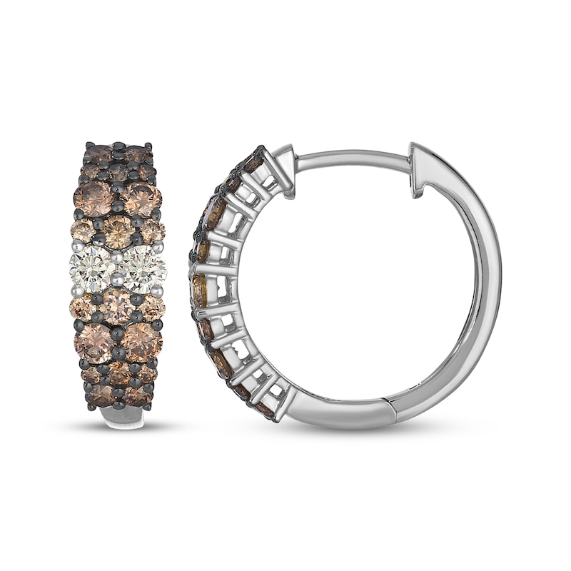 Main Image 3 of Le Vian Desert Diamonds Chocolate Ombré Hoop Earrings 1-1/4 ct tw 14K Vanilla Gold