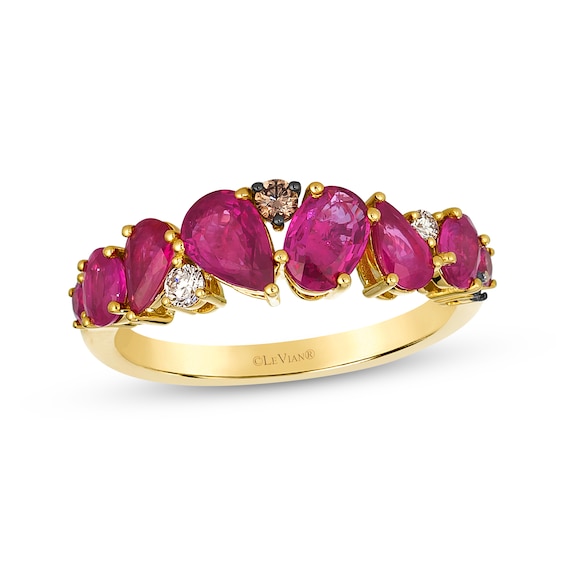 Le Vian Multi-Shape Ruby Ring 1/10 ct tw Diamonds 14K Honey Gold