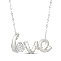 KAY Lab-Grown Diamonds "Love" Script Necklace 1/20 ct tw Sterling Silver 18"