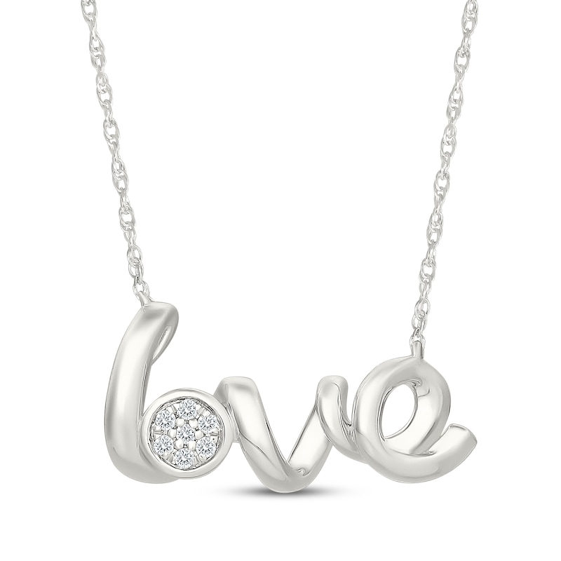 Main Image 1 of KAY Lab-Grown Diamonds "Love" Script Necklace 1/20 ct tw Sterling Silver 18"