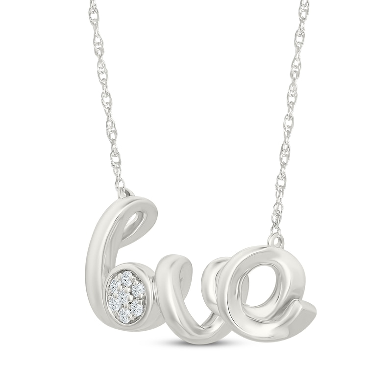 Main Image 2 of KAY Lab-Grown Diamonds "Love" Script Necklace 1/20 ct tw Sterling Silver 18"