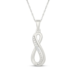 Diamond Accent Infinity Symbol Necklace Sterling Silver 18"