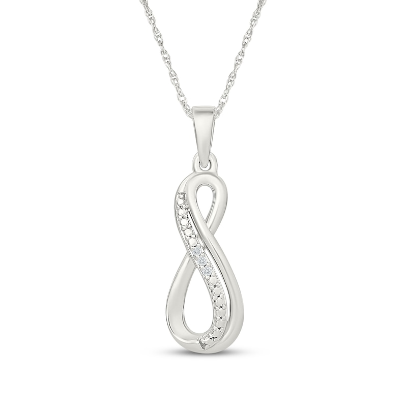 Main Image 1 of Diamond Accent Infinity Symbol Necklace Sterling Silver 18"