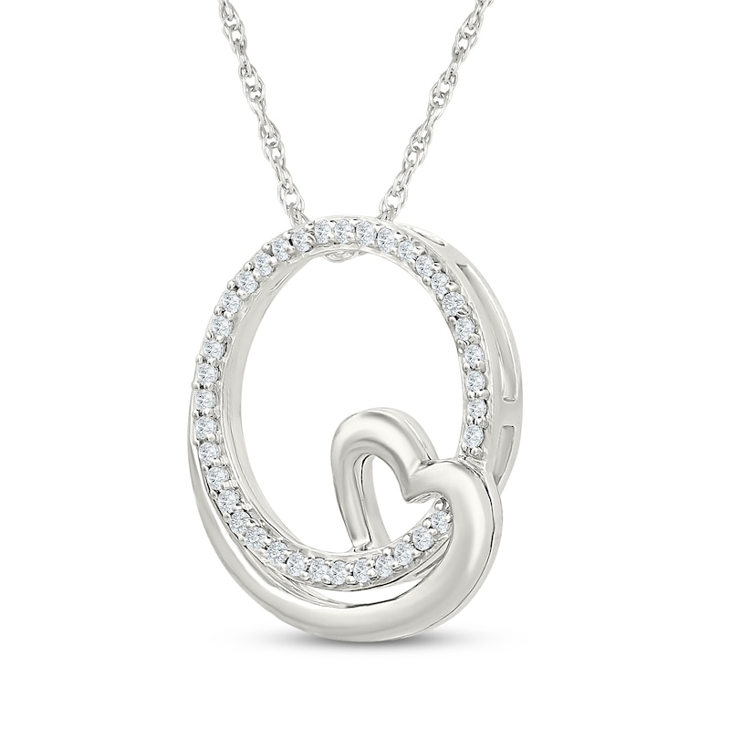 Main Image 2 of Diamond Circle Heart Necklace 1/6 ct tw Sterling Silver 18"
