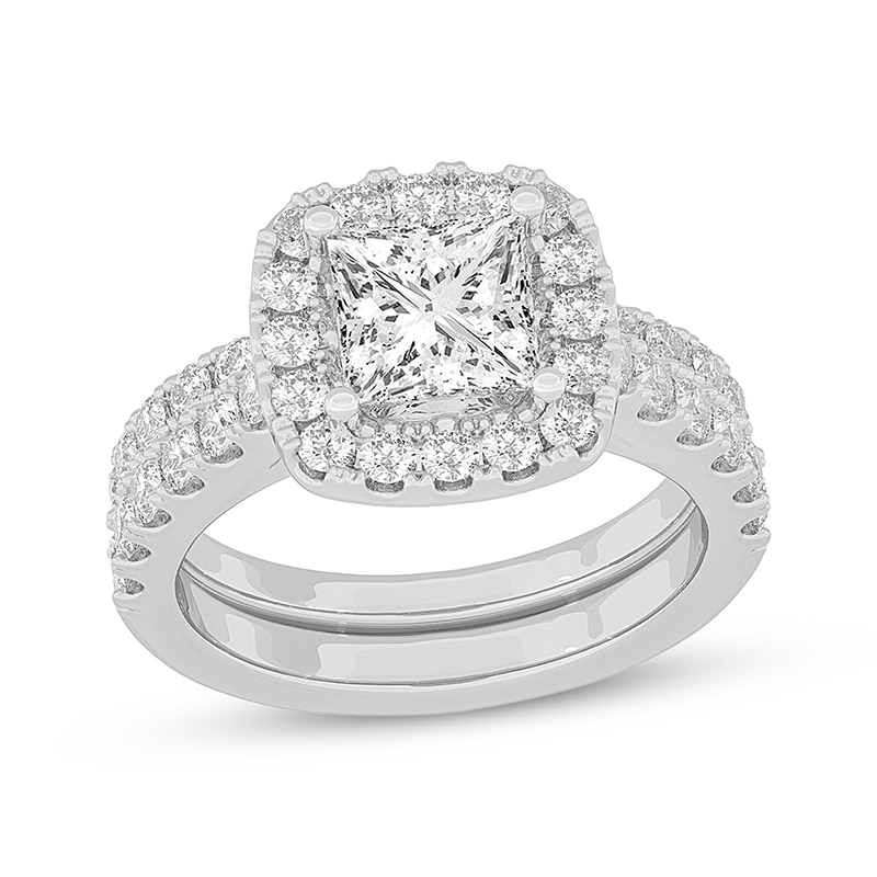 Main Image 1 of Now + Forever Lab-Grown Diamonds Princess-Cut Bridal Set 3 ct tw 14K White Gold
