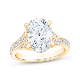 KAY Lab-Grown Diamonds Oval-Cut Hidden Halo Engagement Ring 3-1/2 ct tw 14K Yellow Gold