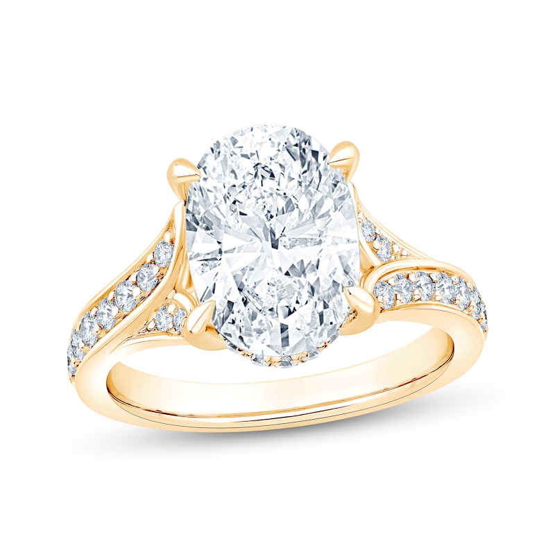 Main Image 1 of KAY Lab-Grown Diamonds Oval-Cut Hidden Halo Engagement Ring 3-1/2 ct tw 14K Yellow Gold
